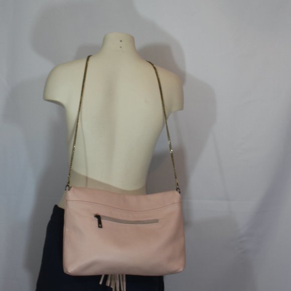 Borse In Pelle Genuine Leather Italy Crossbody bag Peach Made in Italy 13"x10" - Picture 3 of 11
